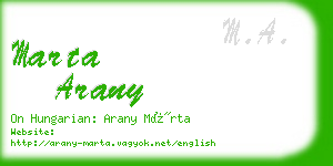 marta arany business card